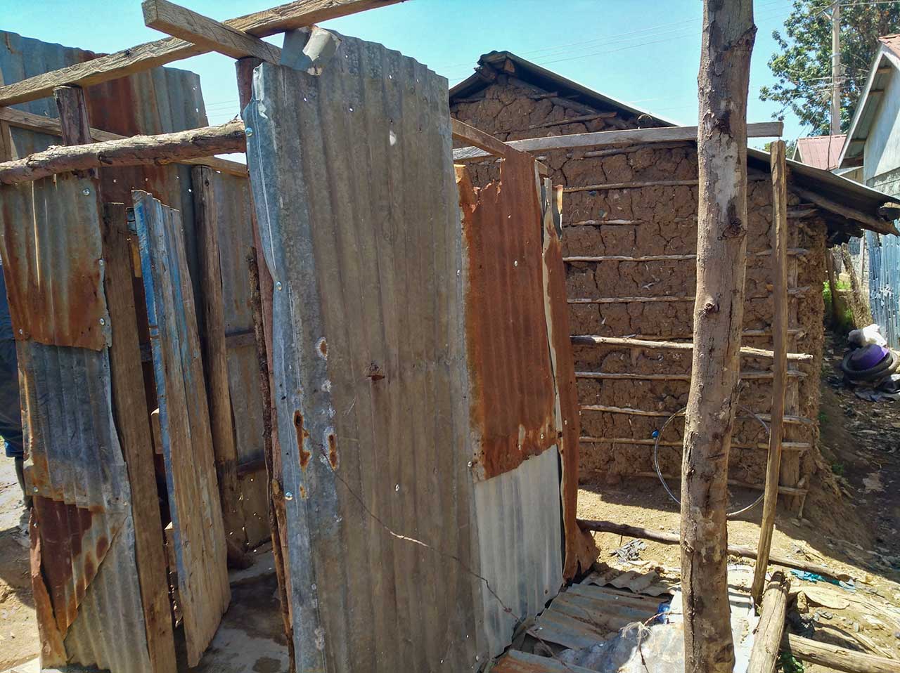 Pit latrine in a low-income settlement in Kisumu, Kenya.  Photo Credit: The Aquaya Institute
