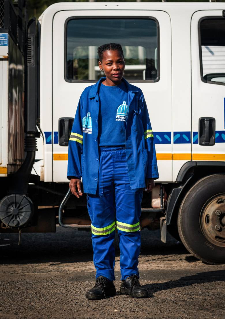 Senzi Dumakude, a member of an eThekwini Municipality sewage blockage crew in Durban, South Africa. Credit: WaterAid/ Nyani Quarmyne