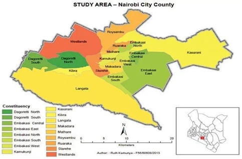 Map of the study area- Nairobi City Council
